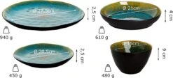 Palmer Serviesset Lotus Stoneware 6-persoons 24-delig Zwart Turquoise -Keuken Accessoires Verkoop 1200x544 1