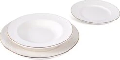 LeRijn® Serviesset Deventer 6 Persoons - 18 Delig - Licht Crème Wit Met Gouden Rand En Motief - Dinerborden - Soepborden - Dessertborden - Borden Servies - Bordenset -Keuken Accessoires Verkoop 1200x598 1