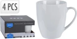 Excellent Houseware Set Van 4x Stuks Bekers/mokken Wit 380 Ml Van Porselein - Melkbekers -Keuken Accessoires Verkoop 1200x612 2