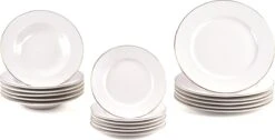LeRijn® Serviesset Deventer 6 Persoons - 18 Delig - Licht Crème Wit Met Gouden Rand En Motief - Dinerborden - Soepborden - Dessertborden - Borden Servies - Bordenset -Keuken Accessoires Verkoop 1200x612 3