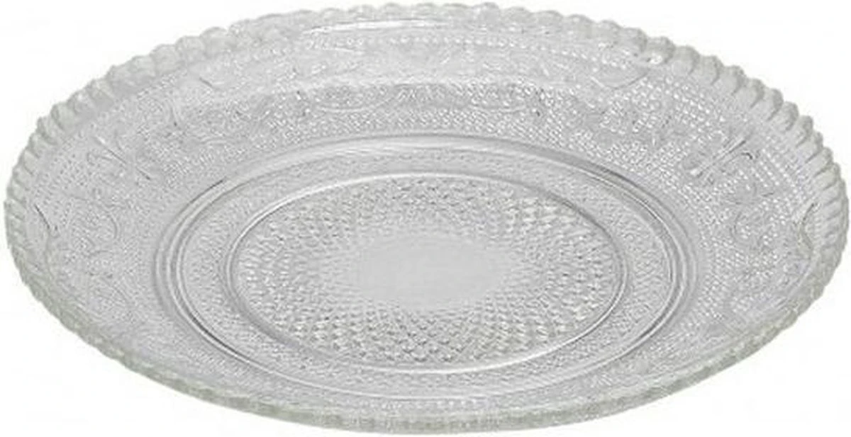 Merkloos 6x Dessert/gebaksbordjes Glas Barok 15 Cm - Kleine Glazen Bordjes - Tafel Dekken 3 Merkloos 6x Dessert/gebaksbordjes Glas Barok 15 Cm - Kleine Glazen Bordjes - Tafel Dekken