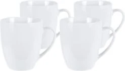 Excellent Houseware Set Van 4x Stuks Bekers/mokken Wit 380 Ml Van Porselein - Melkbekers -Keuken Accessoires Verkoop 1200x682 2