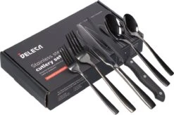 Deleca 6 Persoons Bestekset (36-delig) - Lepels, Messen, Vorken & Steakmessen - Vaatwasserbestendig - Zwart / RVS -Keuken Accessoires Verkoop 1200x796 14