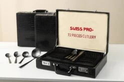 Swiss Pro+ Bestekset In Koffer-72 Delig-12 Persoons-Zwitsers Kwaliteit-Complete Set-100% Roestvrijstaal- Zwart -Keuken Accessoires Verkoop 1200x799 69