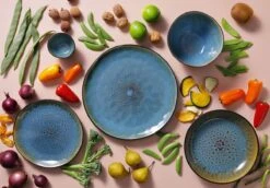 Palmer Serviesset Lotus Stoneware 6-persoons 24-delig Zwart Turquoise -Keuken Accessoires Verkoop 1200x838 1