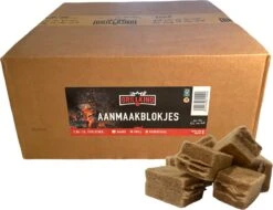 GrillKing Bruine Aanmaakblokjes Premium - Ca. 1170 Stuks 7kg FSC® - Voordeeldoos - Geurvrij - Lange Brandduur - BBQ & Haard