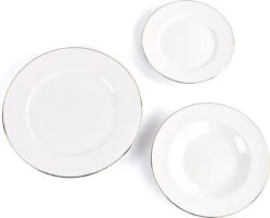 LeRijn® Serviesset Deventer 6 Persoons - 18 Delig - Licht Crème Wit Met Gouden Rand En Motief - Dinerborden - Soepborden - Dessertborden - Borden Servies - Bordenset -Keuken Accessoires Verkoop 1200x972 2