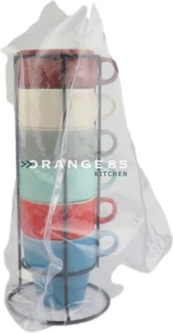 Orange85 Koffiekopjes - Met Houder - Set Van 6 - Gekleurd - 300 Ml - Keramiek -Keuken Accessoires Verkoop 626x1200