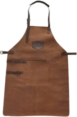Old West BBQ Schort Barbecue Schort Leer - Cognac Bruin -Keuken Accessoires Verkoop 792x1200
