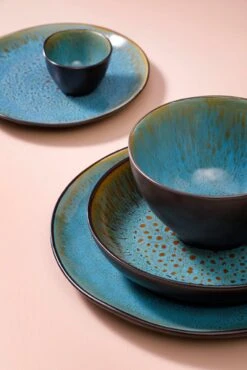 Palmer Serviesset Lotus Stoneware 6-persoons 24-delig Zwart Turquoise -Keuken Accessoires Verkoop 801x1200 6